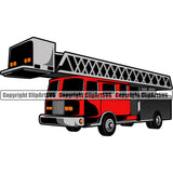 Firefighting Firefighter Fire Fighting Truck Red Color Design Element Fireman Rescue Equipment Helmet Safety Danger Protection Department Hero Work Firemen Occupation Gear Flame Fighter Emergency Art Logo Clipart SVG