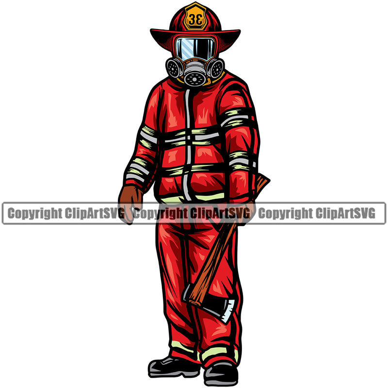 Firefighting Firefighter Fire Fighting Fireman Red Color Design Element Rescue Gear Flame Fighter Emergency Art Logo Equipment Helmet Safety Danger Protection Department Hero Work Firemen Occupation Clipart SVG