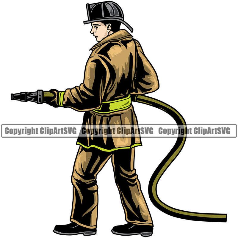 Firefighting Firefighter Fire Fighting Fireman Rescue Equipment Dress Design Element Helmet Safety Danger Protection Department Hero Work Firemen Gear Flame Fighter Emergency Art Logo Clipart SVG