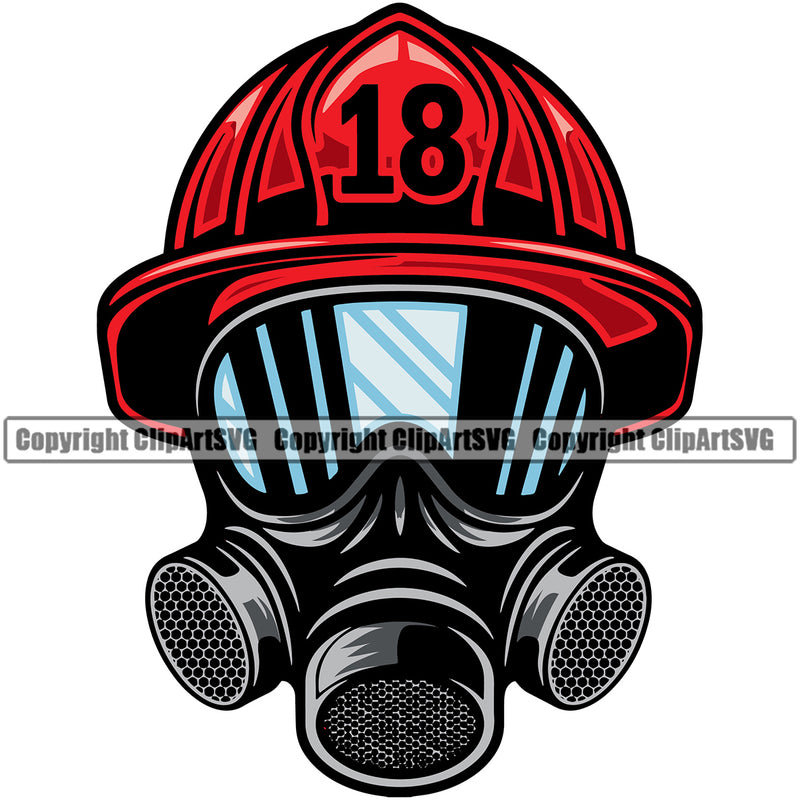 Firefighting Firefighter Fire Fighting Red Color Helmet Fireman Rescue Equipment Safety Danger Protection Hero Work Firemen Occupation Gear Flame Fighter Emergency Art Logo Clipart SVG
