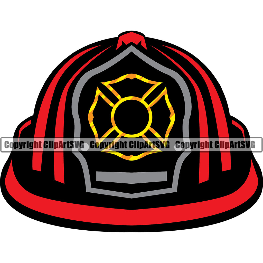 Firefighting Firefighter Fire Fighting Color Helmet Fireman Rescue Equipment Helmet Safety Danger Protection Department Hero Work Firemen Occupation Gear Flame Fighter Emergency Art Logo Clipart SVG