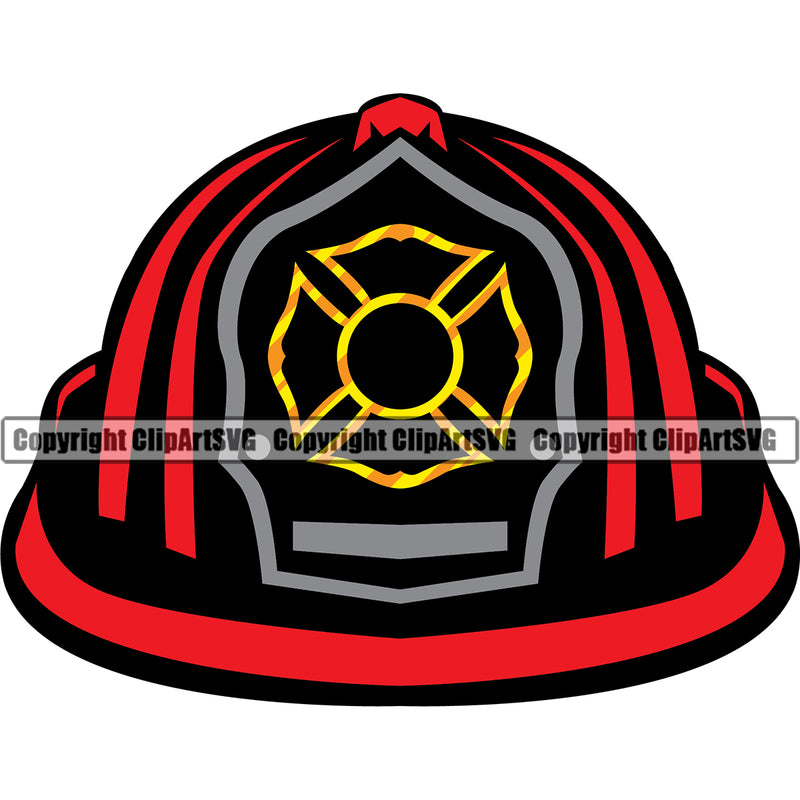 Firefighting Firefighter Fire Fighting Color Helmet Fireman Rescue Equipment Helmet Safety Danger Protection Department Hero Work Firemen Occupation Gear Flame Fighter Emergency Art Logo Clipart SVG