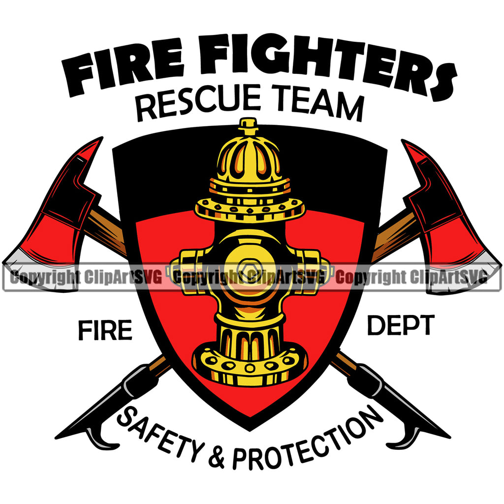 Firefighting Firefighters Rescue Team Fire Dept Safety And protection Quote Design Element Fighting Fireman Equipment Helmet Danger Protection Department Hero Work Firemen Occupation Gear Flame Fighter Emergency Art Logo Clipart SVG