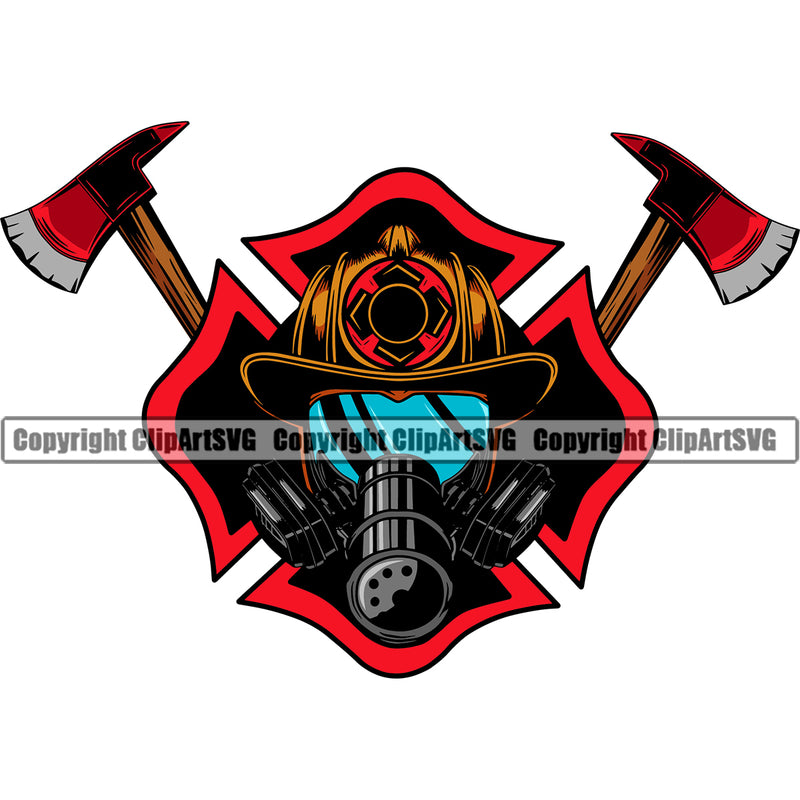 Firefighting Firefighter Fire Fighting Fireman Mask Design Element Rescue Equipment Helmet Safety Danger Protection Department Hero Work Firemen Occupation Gear Flame Fighter Emergency Art Logo Clipart SVG