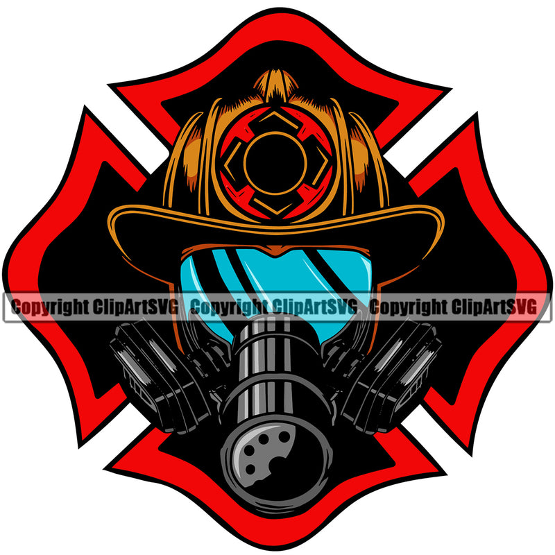 Firefighting Firefighter Fireman Color Mask Design Element Rescue Equipment Helmet Safety Danger Protection Department Hero Work Firemen Occupation Gear Flame Fighter Emergency Art Logo Clipart SVG