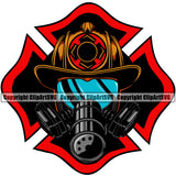 Firefighting Firefighter Fireman Color Mask Design Element Rescue Equipment Helmet Safety Danger Protection Department Hero Work Firemen Occupation Gear Flame Fighter Emergency Art Logo Clipart SVG