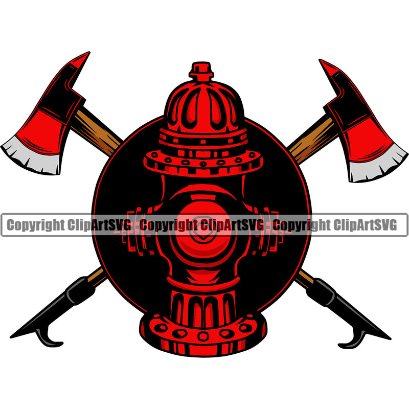 Firefighting Firefighter Red Black Color Logo Design Element Fireman Rescue Equipment Helmet Safety Danger Protection Department Hero Work Firemen Occupation Gear Flame Fighter Emergency Art Logo Clipart SVG