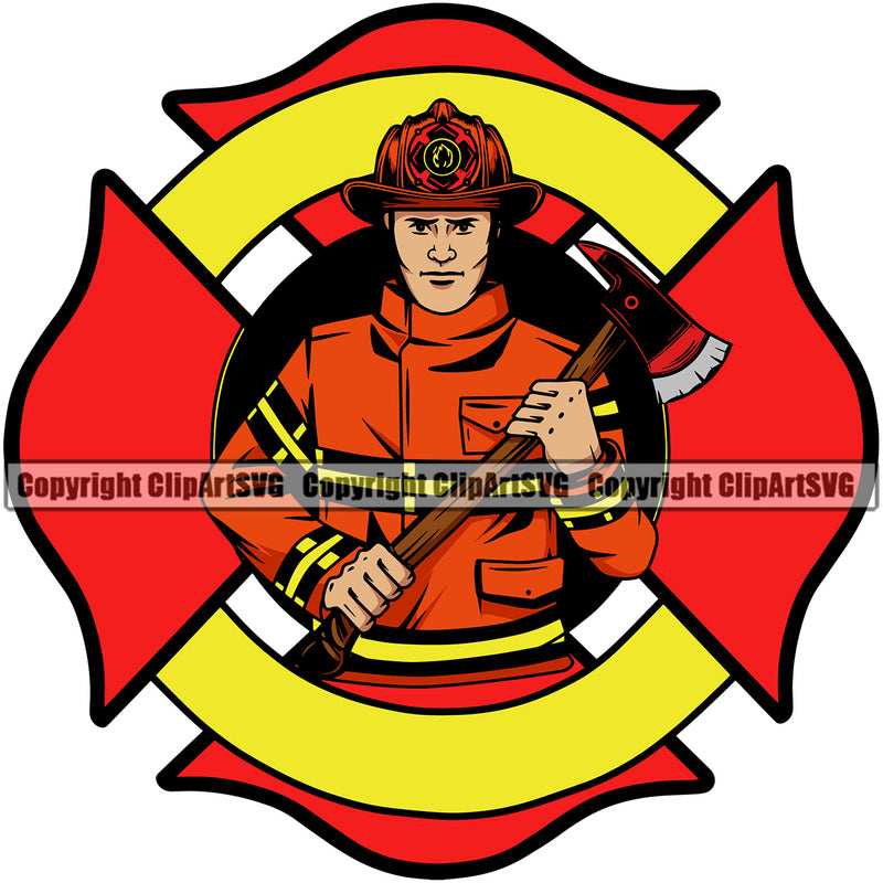 Firefighting Firefighter Fire Fireman Design Element Rescue Equipment Helmet Danger Protection Department Hero Work Firemen Occupation Gear Flame Fighter Emergency Art Logo Clipart SVG