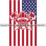 Firefighting Firefighter United States America American USA Flag Red Color Design Element Danger Protection Department Hero Work Firemen Occupation Gear Flame Fighter Fireman Rescue Equipment Helmet Safety Art Logo Clipart SVG