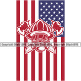 Firefighting Firefighter United States America American USA Flag Color Fireman Rescue Equipment Helmet Safety Danger Protection Department Hero Work Firemen Occupation Gear Flame Fighter Emergency Art Logo Clipart SVG