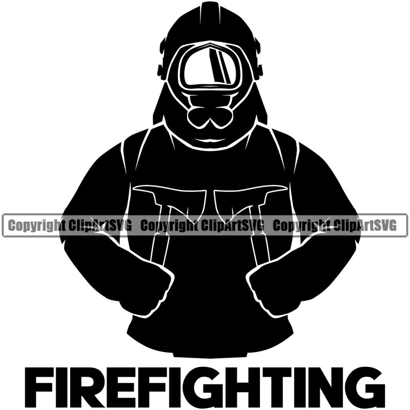 Firefighting Firefighter Fighting Black Color Text Design Element Quote Fireman Equipment Helmet Safety Danger Protection Department Hero Work Firemen Occupation Gear Flame Fighter Emergency Art Logo Clipart SVG