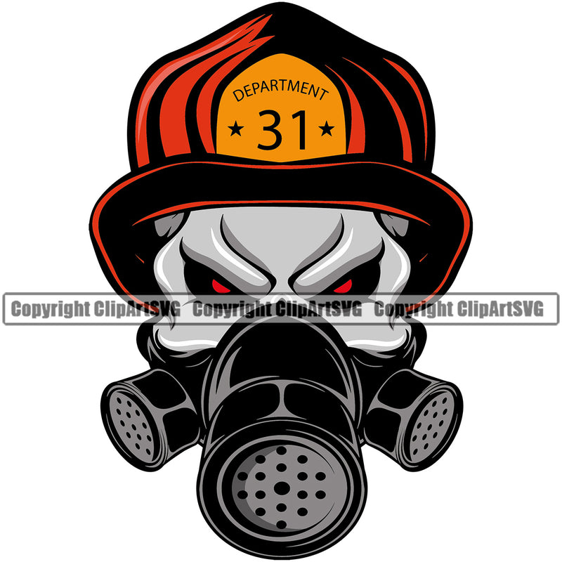 Firefighting Firefighter Fire Fighting Fireman Skull Skeleton Design Element Rescue Equipment Helmet Safety Danger Protection Department Hero Work Firemen Occupation Gear Flame Fighter Emergency Art Design Logo Clipart SVG