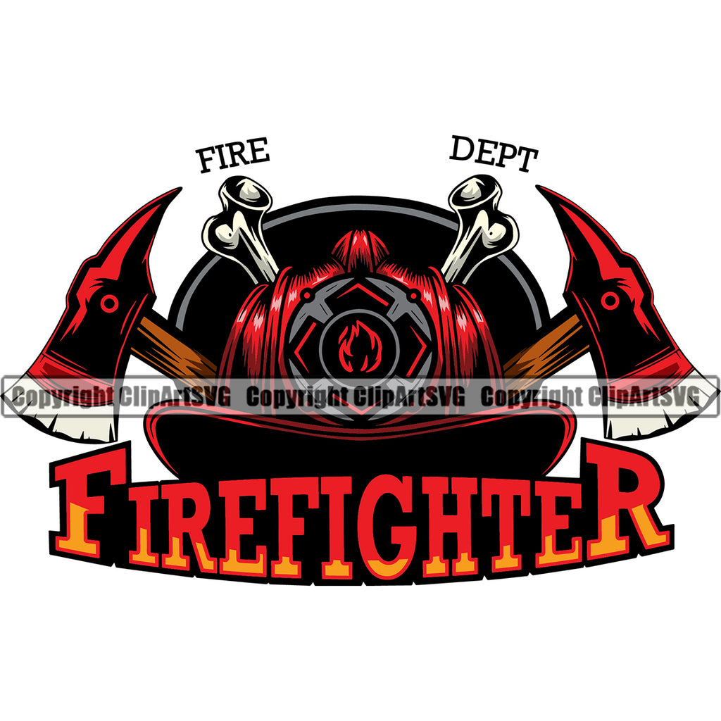 Firefighting Firefighter Fighting Fireman Skull Axes Helmet Design Color Element Rescue Equipment Safety Danger Protection Department Hero Work Firemen Occupation Gear Flame Fighter Emergency Art Design Logo Clipart SVG