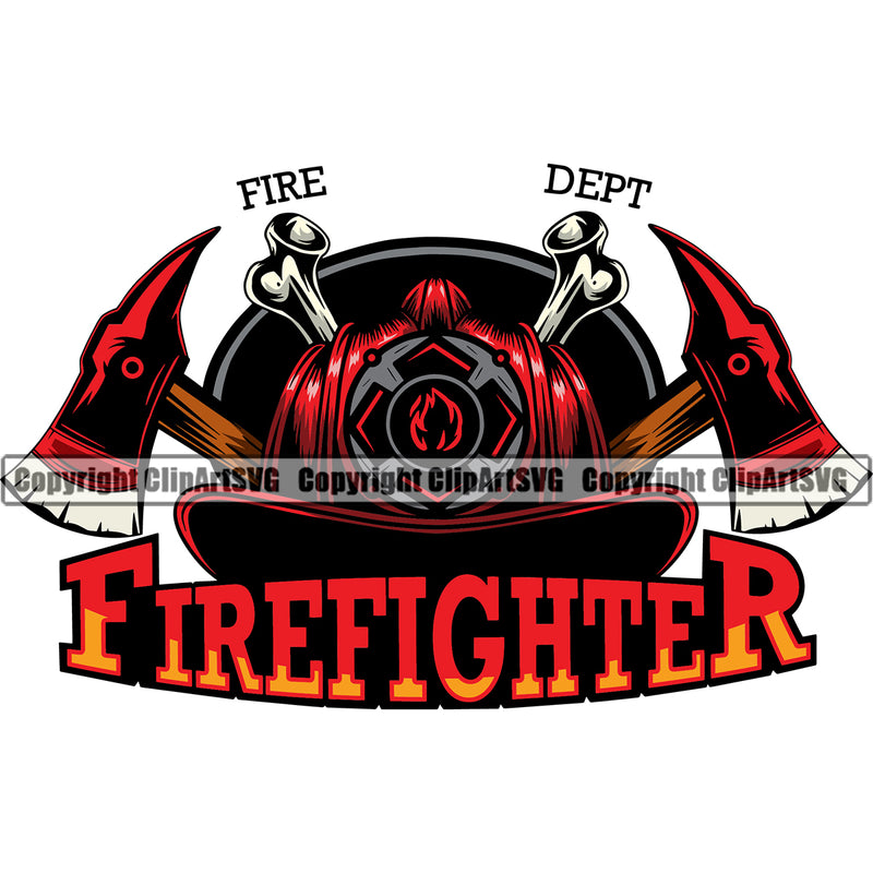 Firefighting Firefighter Fighting Fireman Skull Axes Helmet Design Color Element Rescue Equipment Safety Danger Protection Department Hero Work Firemen Occupation Gear Flame Fighter Emergency Art Design Logo Clipart SVG