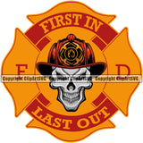 Firefighting Firefighter Fire Fighting First In Last Out Design Element Fireman Rescue Equipment Helmet Firemen Occupation Gear Flame Fighter Emergency Art Logo Safety Danger Protection Department Hero Work Clipart SVG