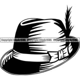 Gangster Crime Criminal Mafia Illustration Vintage Gangster Hat Fedora Feather Black Color White Background Design Element Mob Boss Isolated Character Horror Criminal Logo Clipart SVG