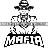 Gangster Crime Criminal Mafia Illustration Vintage Mob Boss Isolated Gangster Mafia Mascot Both Body Design Element Character Horror Criminal Logo Clipart SVG