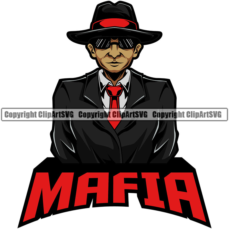 Gangster Crime Criminal Mafia Illustration Vintage Mob Boss Isolated Gangster Mafia Red Color Quote Text White Background Design Element Character Horror Criminal Logo Clipart SVG