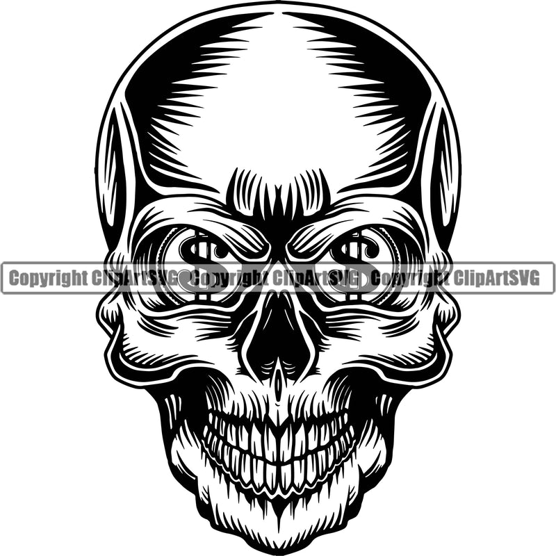 Gangster Crime Criminal Mafia Illustration Vintage Mob Boss Gangster Money Coin Dollar Sign Skull Cash Money Bag Eyes Design Element Isolated Character Horror Criminal Logo Clipart SVG