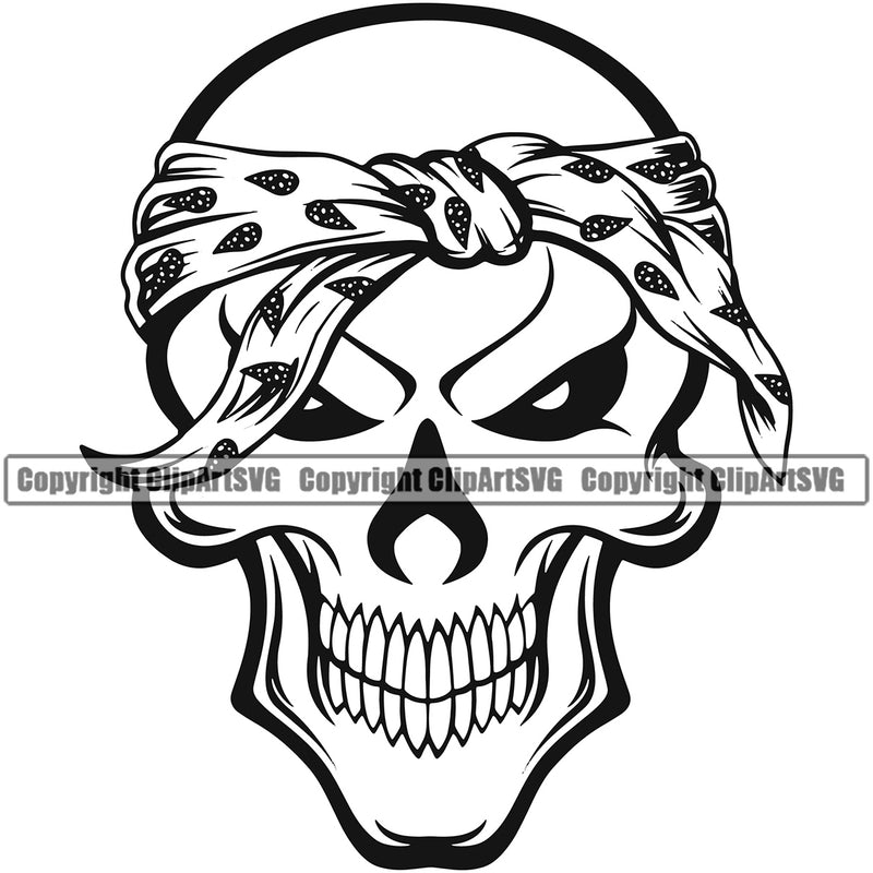 Gangster Crime Criminal Mafia Illustration Vintage Mob Boss Isolated Skull Skeleton Paisley Bandanna Head Mascot Design Element Character Horror Criminal Logo Clipart SVG