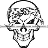 Gangster Crime Criminal Mafia Illustration Vintage Mob Boss Isolated Skull Skeleton Paisley Bandanna Head Mascot Design Element Character Horror Criminal Logo Clipart SVG