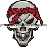 Gangster Crime Criminal Mafia Illustration Vintage Mob Boss Skull Skeleton Paisley Bandanna Color Head Red Eyes Flag Design Element Isolated Character Horror Criminal Logo Clipart SVG