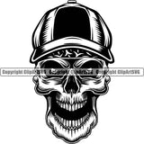 Gangster Crime Criminal Mafia Skull Skeleton Wearing Hat Black Color Design Element Illustration Vintage Mob Boss Isolated Character Horror Criminal Logo Clipart SVG
