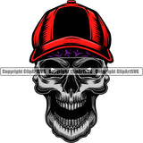 Gangster Crime Criminal Mafia Illustration Vintage Mob Boss Skull Skeleton Black Smile Face Wearing Red Color Hat Design Element Isolated Character Horror Criminal Logo Clipart SVG
