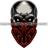 Gangster Crime Criminal Mafia Illustration Vintage Mob Gangster Skull Color Mask Bandanna White Background Design Element Boss Isolated Character Horror Criminal Logo Clipart SVG