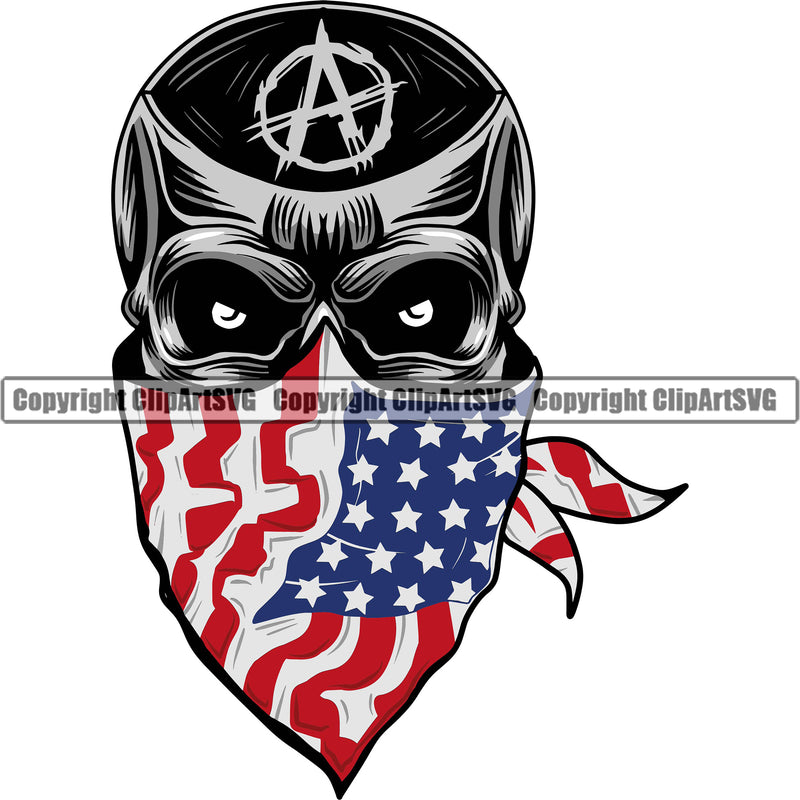 Gangster USA Flag Bandanna Scarf Mask Crime Criminal Mafia Illustration Vintage Mob Boss Isolated Gangster Color Mask White Background Design Element Character Horror Criminal Logo Clipart SVG