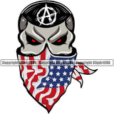 Gangster USA Flag Bandanna Scarf Mask Crime Criminal Mafia Illustration Vintage Mob Boss Skull Skeleton Red Eyes Color Vector Design Element Isolated Character Horror Criminal Logo Clipart SVG