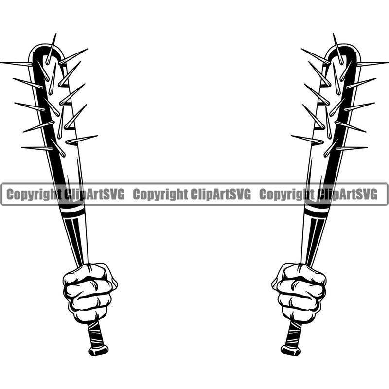 Gangster Crime Criminal Mafia Illustration Gangster Hand Holding Spiked Double Bat White Background Design Element Vintage Mob Boss Isolated Character Horror Criminal Logo Clipart SVG
