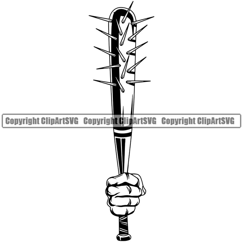 Gangster Crime Criminal Mafia Illustration Vintage Mob Hand Holding Spiked Bat White Background Design Element Boss Isolated Character Horror Criminal Logo Clipart SVG