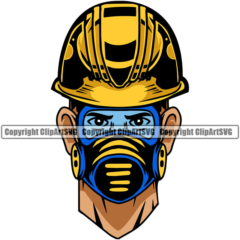 Lumberjack Woodcutter Man Wearing Mask Color Head Design Element White Background Cartoon Character Wood Working Axe Forest Tree Logger Job Lumber Industry Log Mascot Art Logo Clipart SVG