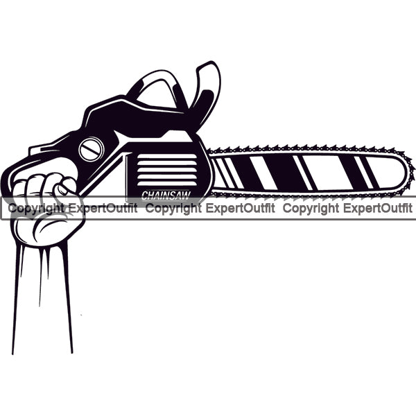 Lumberjack Hand Holding Chainsaw Design Element Woodcutter Man Cartoon Character Wood Working Axe Forest Tree Logger Job Lumber Industry Log Mascot Art Logo Clipart SVG