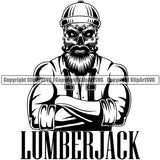 Black And White Lumberjack Color Quote Woodcutter Man Wearing Hat Design Element BW Cartoon Character Wood Working Axe Forest Tree Logger Job Lumber Industry Log Mascot Art Design Logo
