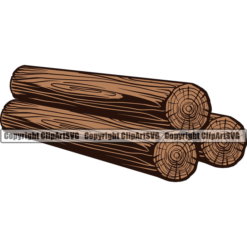 Lumberjack Trees Logs Pile Color Design Element White Background Woodcutter Man Cartoon Character Wood Working Axe Forest Tree Logger Job Lumber Industry Log Mascot Art Design Logo