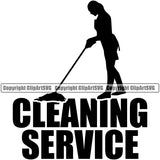 Cleaning Service Color Quote Maid Cleaning Service Silhouette Vector Black And White Design Element BW Clean House Woman Housework Cleaner Female Housekeeping Home Worker Housekeeper Job Art Logo Clipart SVG