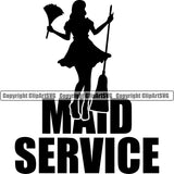 Maid Service Woman Standing Silhouette Design Element Cleaning Clean House Woman Housework Cleaner Female Housekeeping Home Worker Housekeeper Job Art Logo Clipart SVG