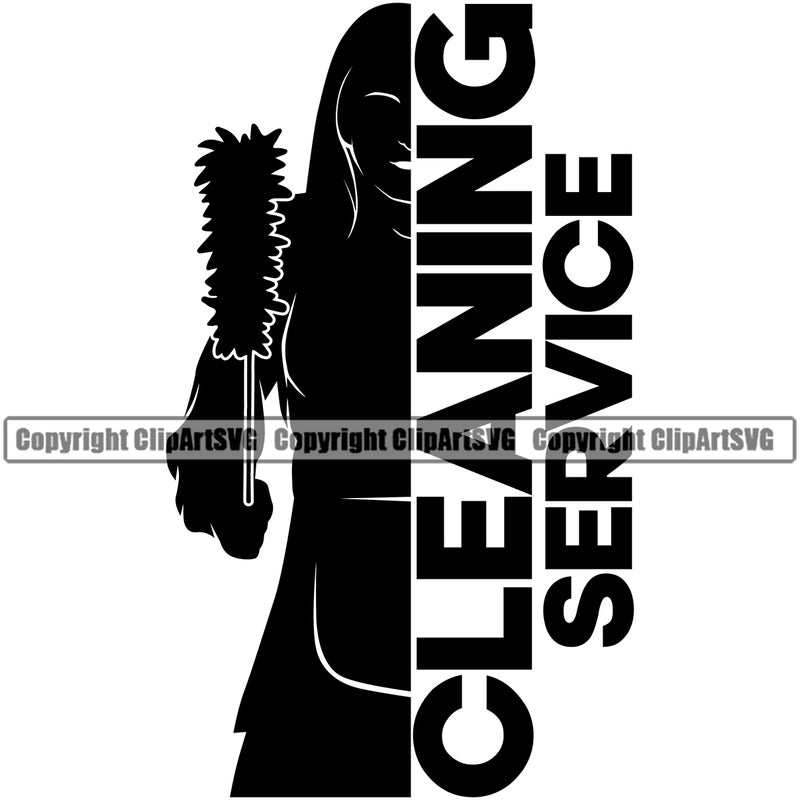 Cleaning Service Quote Woman Standing Silhouette Vector Design Element White Background Clean House Woman Housework Maid Cleaner Female Housekeeping Home Worker Housekeeper Job Art Logo Clipart SVG