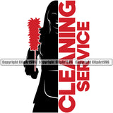 Cleaning Service Red Color Quote Woman Standing Silhouette Vector Design Element White Background Clean House Woman Housework Maid Cleaner Female Housekeeping Home Worker Housekeeper Job Art Logo Clipart SVG