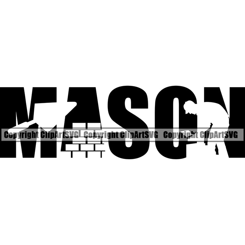 Mason Color Quote Silhouette Vector White Background Design Element Masonry Construction House Wall Builder Concrete Block Work Worker Build Cement Bricklayer Brick Repair Company Art Logo Clipart SVG