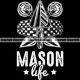 Mason Life White Color Quote Masonry Construction House Wall Builder Black Background Design Element Concrete Block Work Worker Build Cement Bricklayer Brick Repair Company Art Logo Clipart SVG