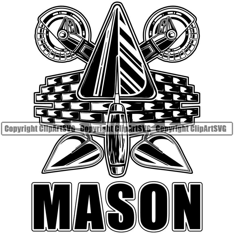 Mason Silhouette Quote And Equipment Vector Design Element Masonry Construction House Wall Builder Concrete Block Work Worker Build Cement Bricklayer Brick Repair Company Art Logo Clipart SVG