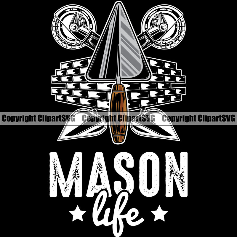 Mason Life Quote Masonry Construction House Wall Builder Concrete Block Work Black Design Element Worker Build Cement Bricklayer Brick Repair Company Art Logo Clipart SVG