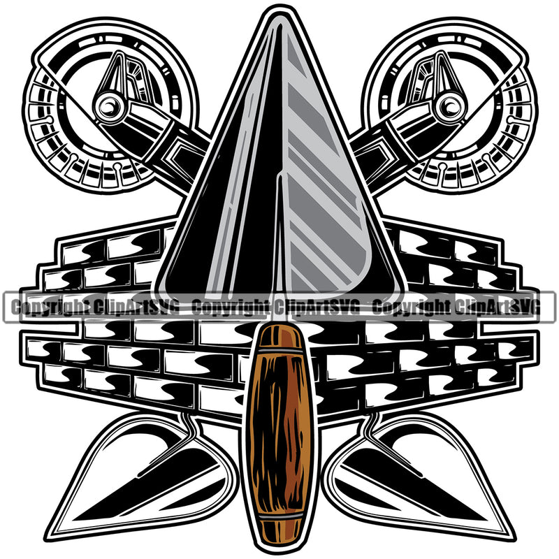 Mason Color Design Element Masonry Construction House Wall Builder Concrete Block Work Worker Build Cement Bricklayer Brick Repair Company Art Logo Clipart SVG