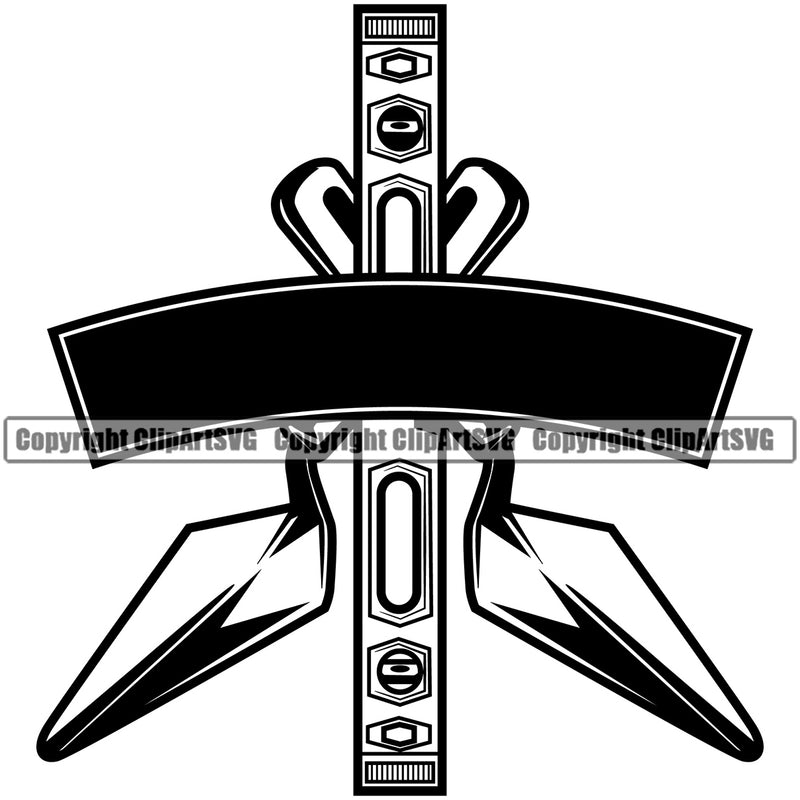 Black And White Mason Equipment Vector BW Design Element Masonry Construction House Wall Builder Concrete Block Work Worker Build Cement Bricklayer Brick Repair Company Art Logo Clipart SVG