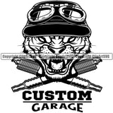 Custom Garage Quote Color Vector Tiger Face Piston Crossed Design Element Mechanic Engine Auto Repair Automotive Service Car Truck Motorcycle Technician Garage Shop Vehicle Maintenance Company Business Logo Clipart SVG