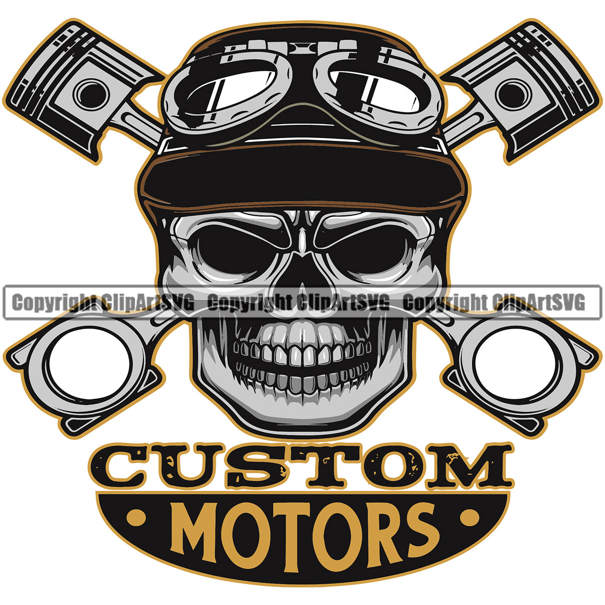 Cutter Motor Logo Custom Motors Quote Color Vector Crossed Piston Design Skull Skeleton ...