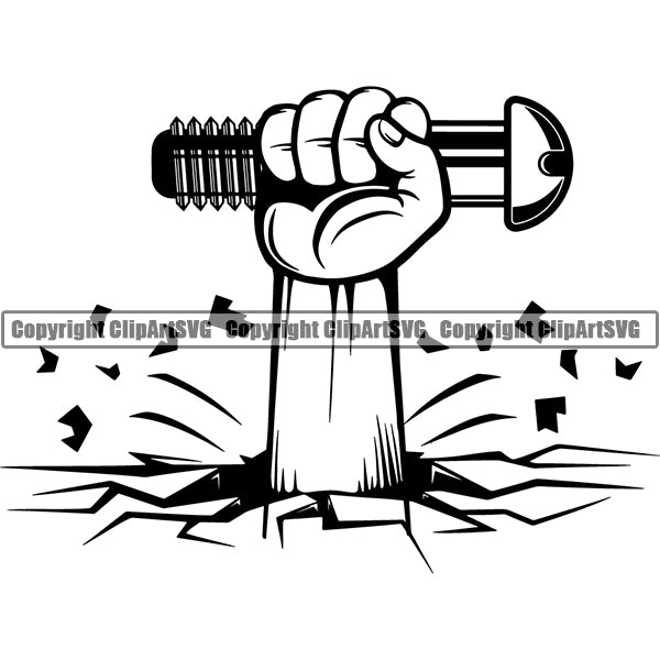 Hand Holding Mechanic Bolt Nut Floor Break Design Element Engine Auto Repair Automotive Service Car Truck Motorcycle Technician Garage Shop Vehicle Maintenance Company Business Logo Clipart SVG